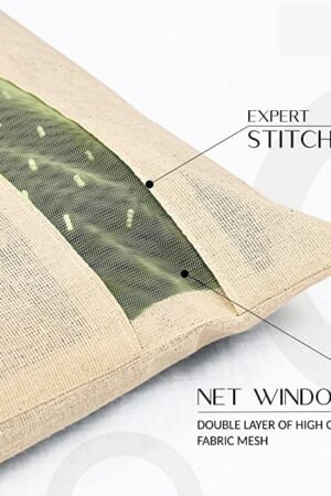 Cotton Saree Bags/Covers For Storage Set Of - 12 Big Size Single (16 X 14 Inches) With Zip Closure For Clothes Bags And Wardrobe Organizer With Transparent Mesh Window, Beige